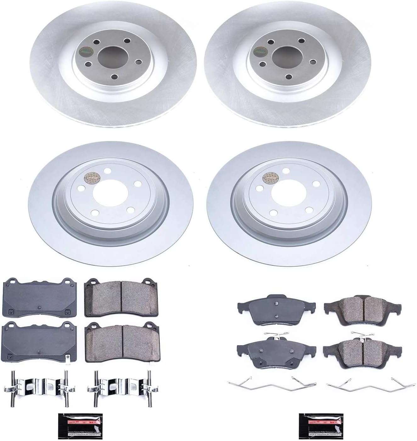 PowerStop Front and Rear Brake Kit for Ford Focus 2016-18 - Fully-Coated Disc Rotors with Z17 Ceramic Brake Pads Replacement, CRK7319