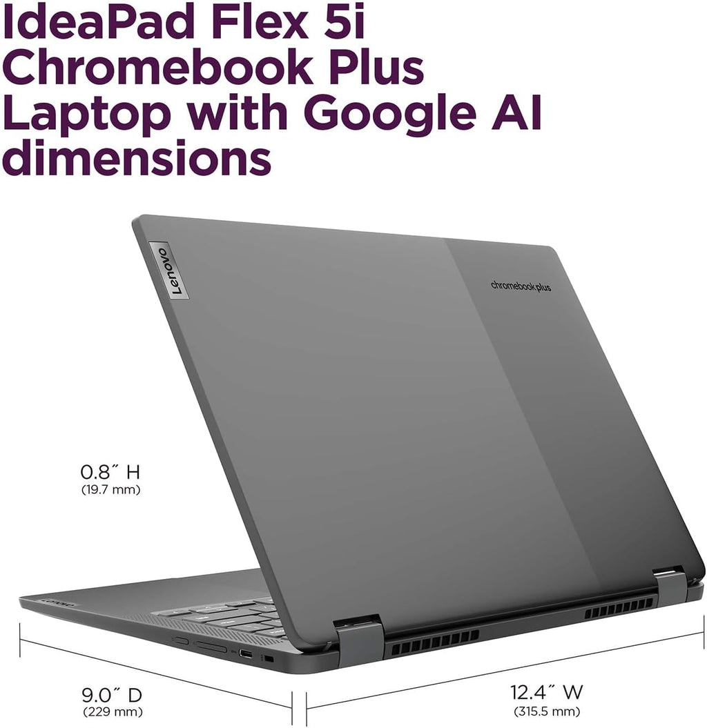 Lenovo IdeaPad Flex 5i Chromebook Plus 14' FHD+ 2-in-1 Touchscreen Laptop (Intel Core i3-1315U, 8GB RAM, 256GB Storage), FHD Webcam, Backlit, Chrome OS (Renewed)