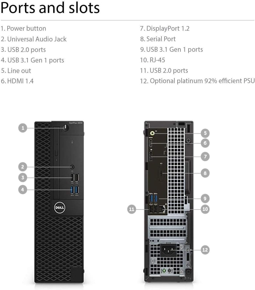 Dell Optiplex 5050 SFF Computer with 24-inch 1080p Monitor Desktop PC, Core i5-7500 up to 3.8 GHz, 16 GB RAM, 256 GB SSD, WiFi, Bluetooth, Windows 11 Pro (Renewed)