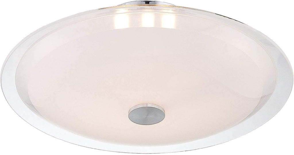 Possini Euro Design Glass Disk Modern Ceiling Light Semi-Flush Mount Fixture Chrome 15' Wide Clear Frosted Shade for House Bedroom Hallway Living Room Bathroom Dining Kitchen