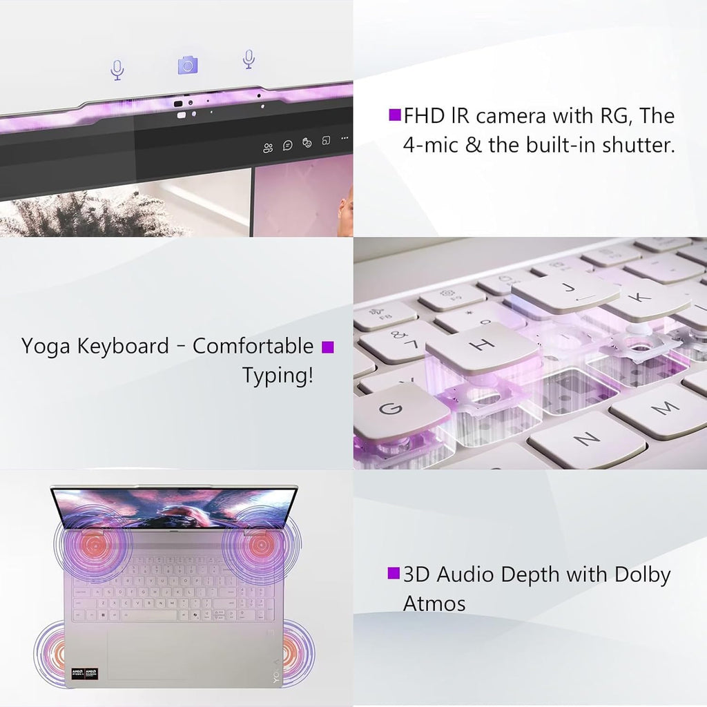 Lenovo Yoga 7 2-in-1 Copilot+ Laptop 16.0' Touch IPS WUXGA Display (AMD Ryzen AI 5 340 (Up to 50 Tops), 16GB LPDDR5X, 1TB SSD, Backlit KB, FP, WiFi 7, HD Webcam, Win 11 Pro) with DKZ USB Port Expander