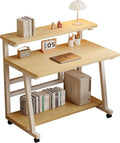47.2 Inch Compact Rolling Computer Desk with Tier Worktable & Lockable Wheels, Small Computer Desk, Small Desk for Bedroom, Mobile Writing Workstation Easy Assembly for Home Office Small Spaces