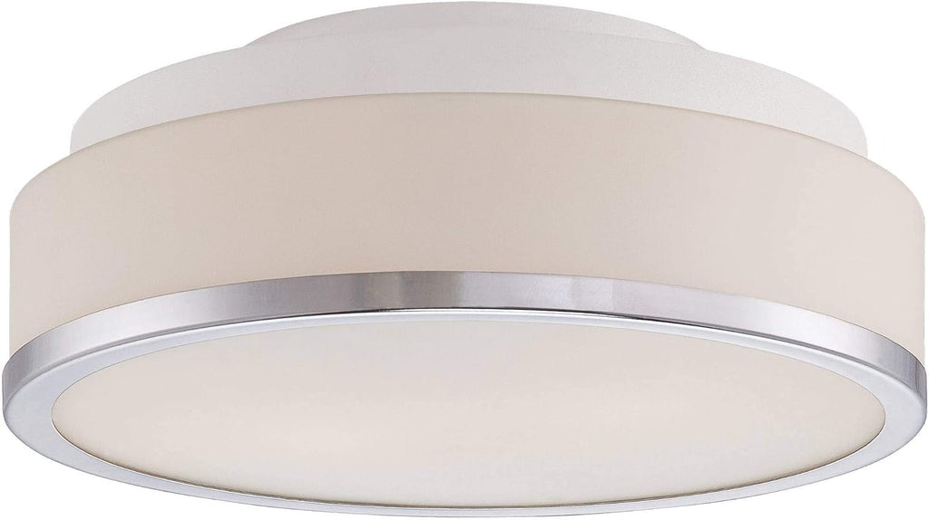 Possini Euro Design Mavis Modern Ceiling Light Flush-Mount Fixture 10 1/4' Wide Sleek Chrome 2-Light White Opal Glass Shade for Bedroom Kitchen Living Room Hallway Dining Bathroom Schoolhouse House
