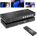 4K HDMI Quad Multi-viewer 4x1, Yinker 4 in 1 Out HDMI Quad Switcher 4 to 1 Screen Multiviewer for 4K@60Hz, Supports Audio Extractor & Screen Rotation & 8 Display Modes PIP PBP & IR Remote & RS232