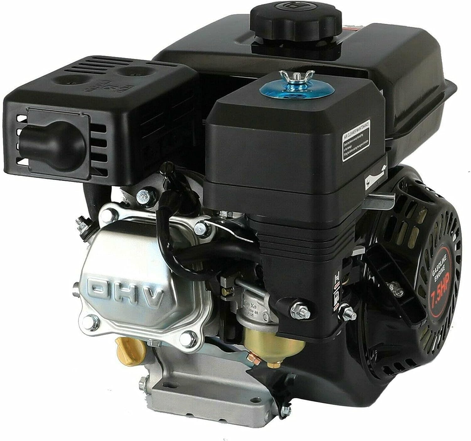 4-Stroke Gas Engine Motor GX160 Motor Replacement 7.5HP 210CC Pull Start Air Cooled Single Cylinder Gas Engine Suitable for Honda GX160 Ideal for Compressor Lawnmower Pump Generator Go Kart Engine