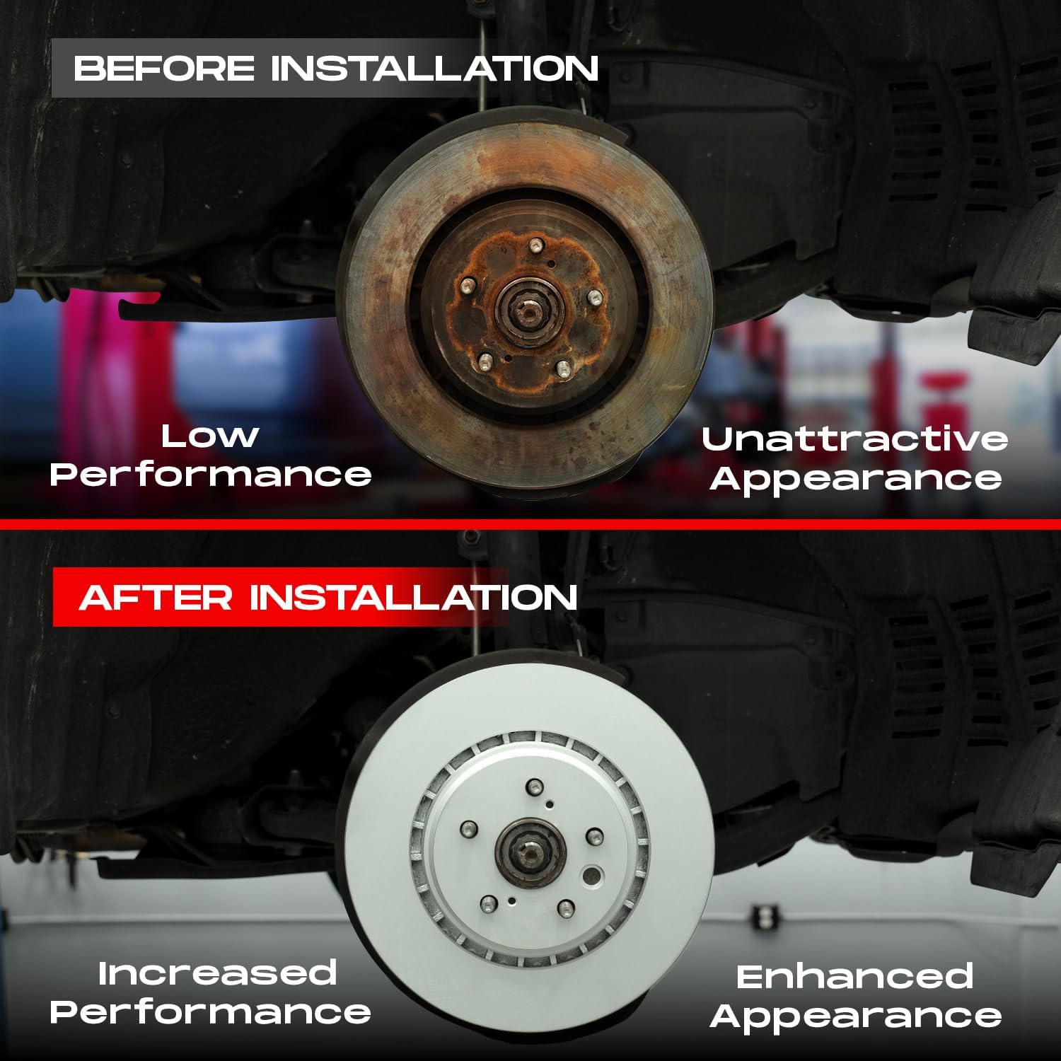 R1 Concepts Front Brakes and Rotors| Hardware Included| Front Ceramic Brake Pads and Rotors Kit| Fits 2011-2019 Ford Fiesta