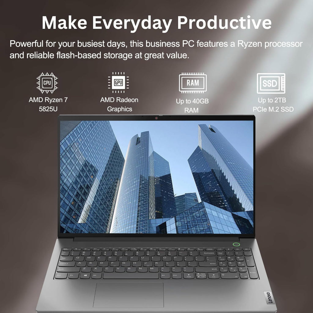 Lenovo ThinkBook 15 Business Laptop (15.6' FHD, 16GB RAM, 512GB SSD, AMD Ryzen 7 5825U (> i7-1165G7)),FHD Webcam w/ Shutter, Military Grade, Fingerprint, Win 11 Pro, Grey (Renewed)