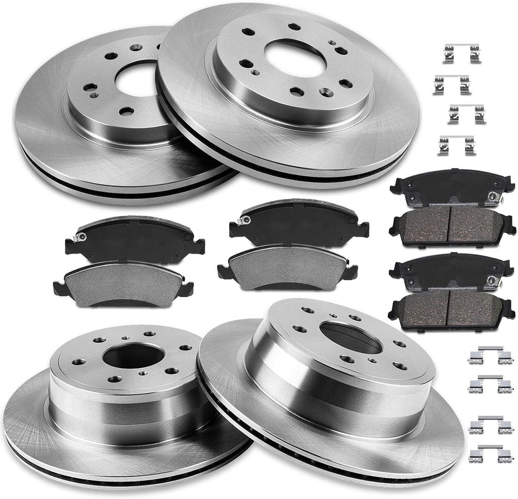 Front and Rear for Chevy Tahoe Brake Kit, for Chevy Avalanche Silverado Suburban, GMC Sierra Yukon XL, Cadillac Escalade ESV EXT Brakes Rotors Ceramic Pads Replacement 55133 1194 55097 1363