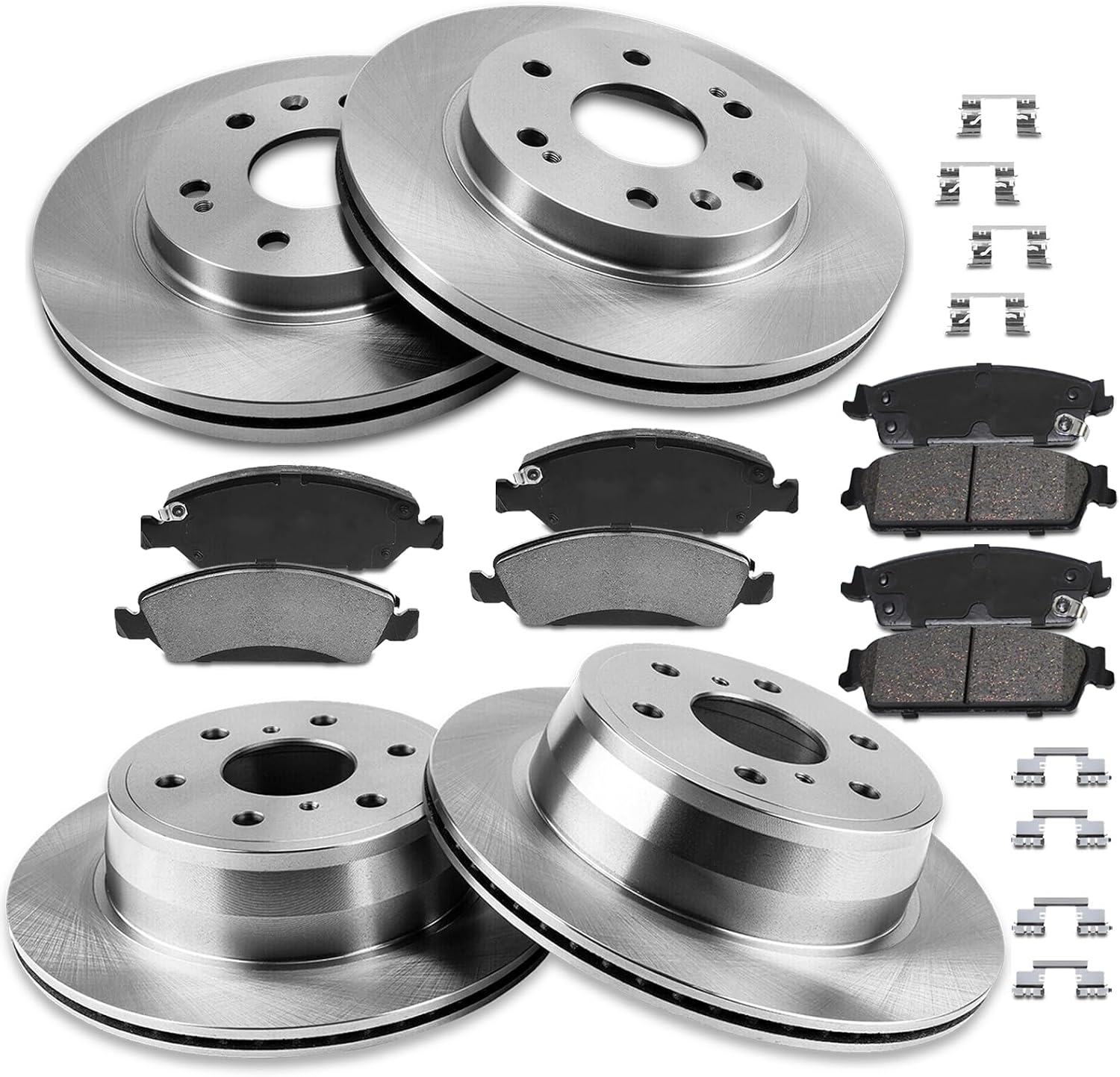 Front and Rear for Chevy Tahoe Brake Kit, for Chevy Avalanche Silverado Suburban, GMC Sierra Yukon XL, Cadillac Escalade ESV EXT Brakes Rotors Ceramic Pads Replacement 55133 1194 55097 1363