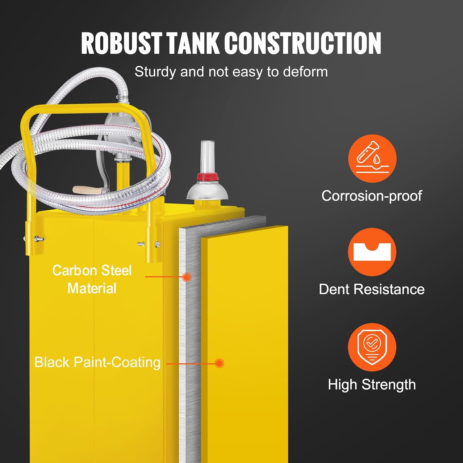 VEVOR Fuel Caddy, 35 Gallon, Gas Storage Tank on 4 Wheels, with Manual Transfer Pump, Gasoline Diesel Fuel Container for Cars, Lawn Mowers, ATVs, Boats, More, Yellow