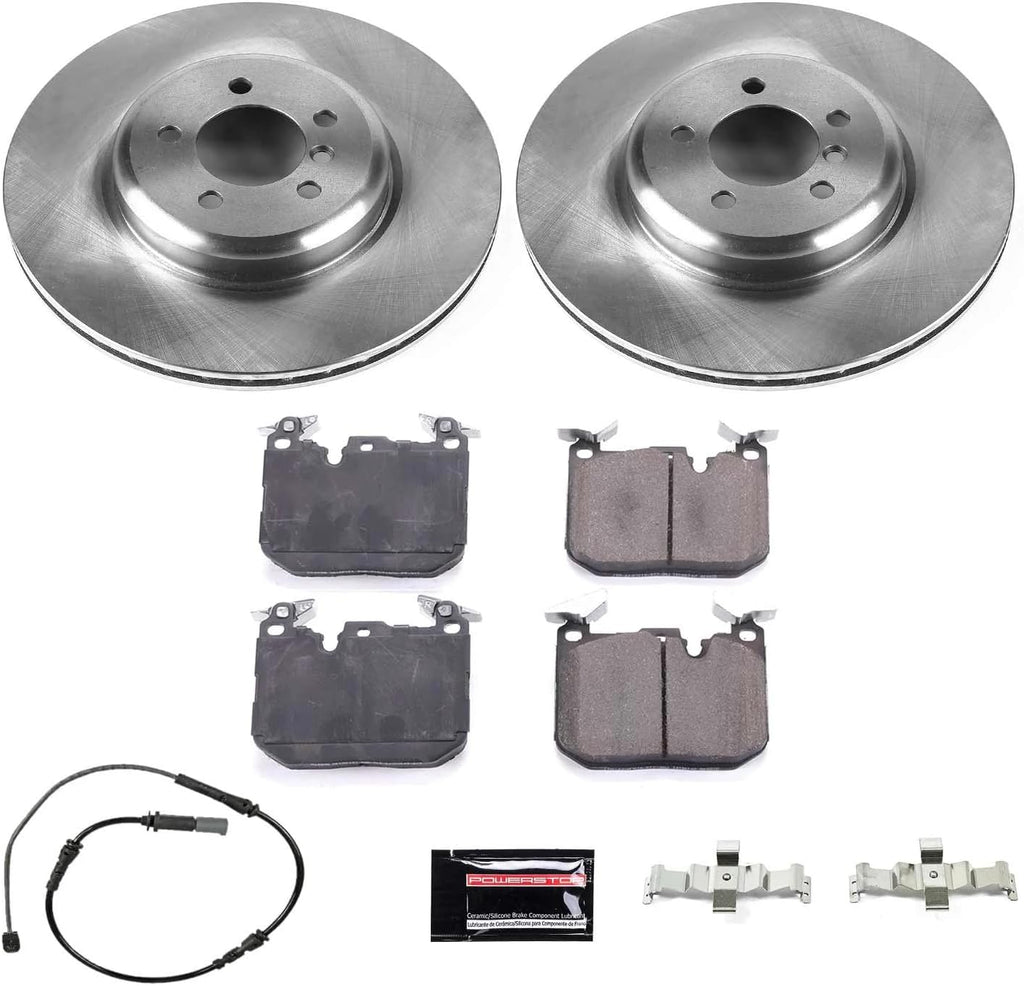 PowerStop Front Brake Kit for BMW 335i 2012-15 |335i GT xDrive 2014-16 |335i xDrive 2013-15 |340i 2016-18 |340i xDrive 2016-18 - Z17 Ceramic Brake Pads & Disc Rotors Replacement, KOE7435