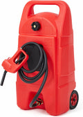 Upgraded 15-Gallon Gas Can & Fuel Tank with Manual Transfer Pump, 10FT Hose & Wheels: Heavy-Duty, Leak-Proof Portable Gas Caddy for Lawn Mowers, Tractors, Cars, Boats, ATVs, and Snow Blowers