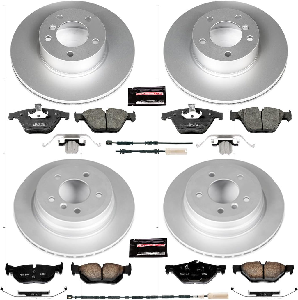 PowerStop Front and Rear Brake Kit for BMW X1 2013-15 - Fully-Coated Disc Rotors with Z23 Carbon-Fiber Ceramic Brake Pads Upgrade, CRK7024