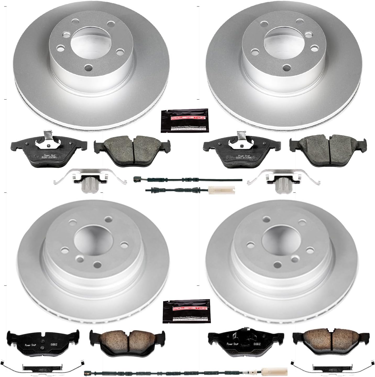 PowerStop Front and Rear Brake Kit for BMW X1 2013-15 - Fully-Coated Disc Rotors with Z23 Carbon-Fiber Ceramic Brake Pads Upgrade, CRK7024