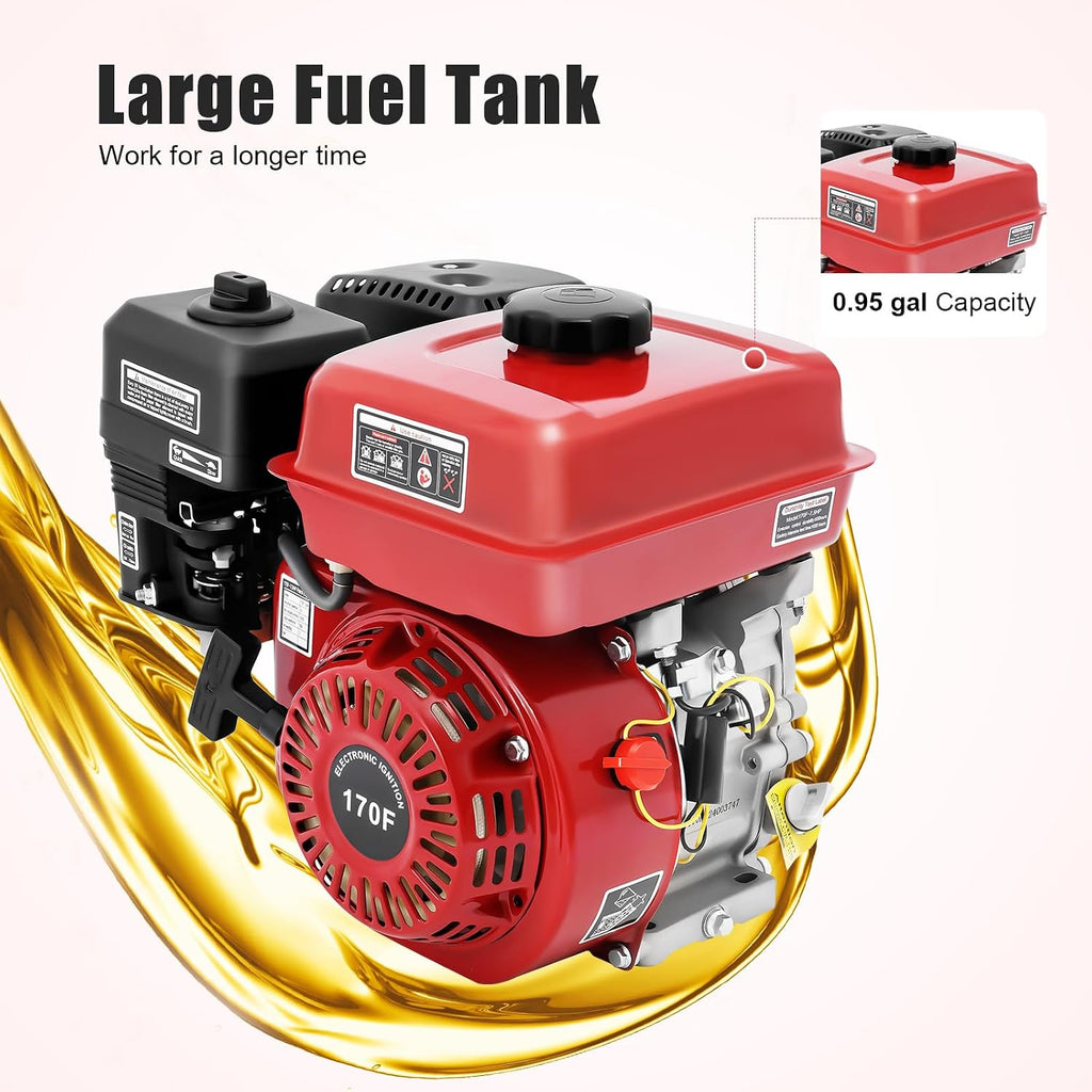 7.5HP Gas Engine Motor, 212CC 4-Stroke Gasoline Engine 3000W Horizontal Shaft Single Cylinder Air Cooling Engine Motor for Water Pumps Go Kart Generators Farm Ranch