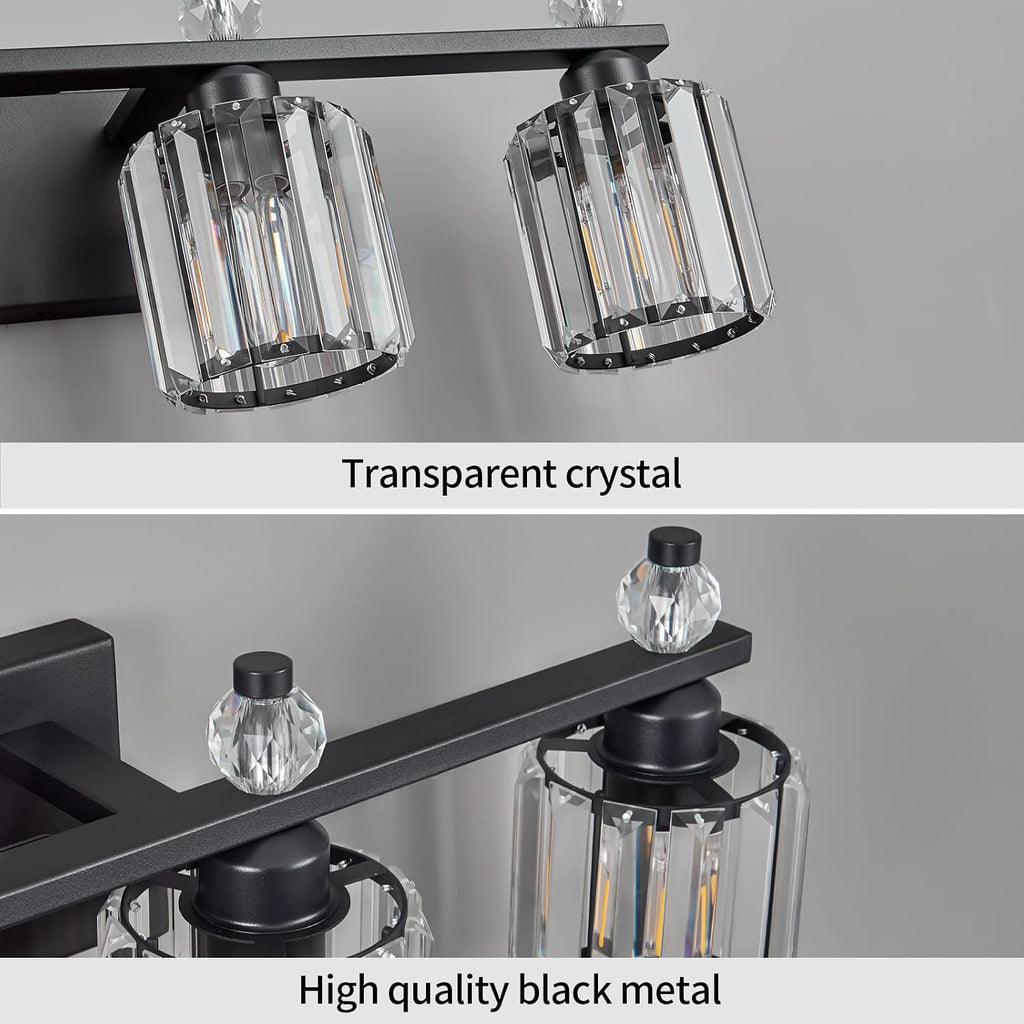 Bathroom Vanity Lights 4-Light Sand Black Modern Crystal Vanity Light Fixtures Over Mirror Crystal Bathroom Vanity Lighting Fixtures