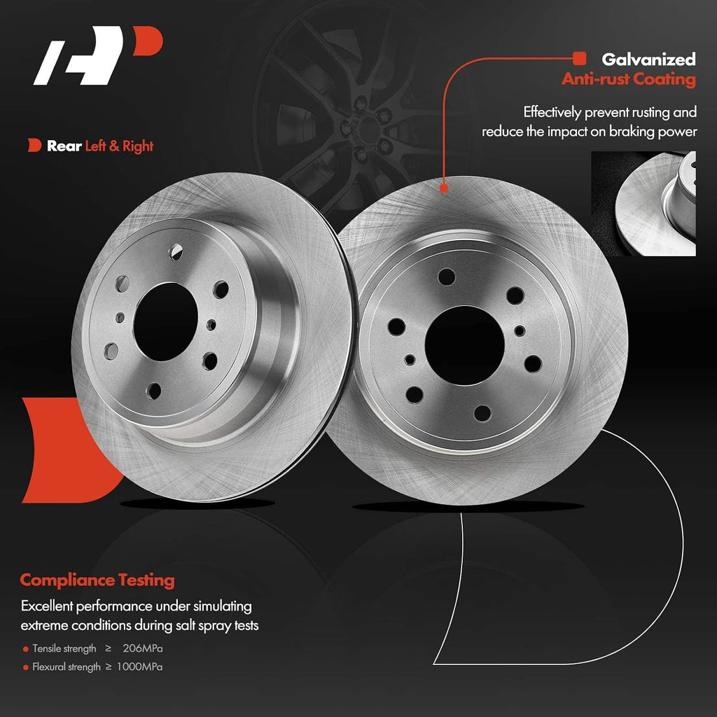 A-Premium 13.58 inch (345mm) Rear Vented Disc Brake Rotors + Ceramic Pads kit Compatible with Select Chevy, Cadillac and GMC Models - Escalade, Silverado 1500, Suburban 1500, Sierra 1500, Yukon