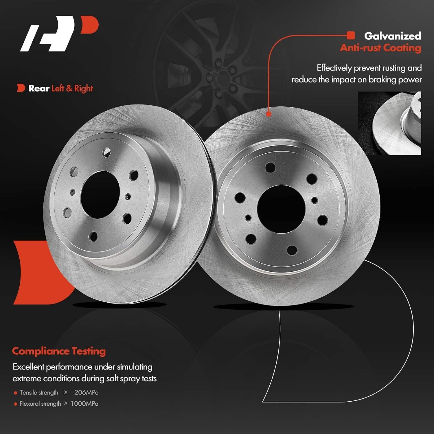 A-Premium 13.58 inch (345mm) Rear Vented Disc Brake Rotors + Ceramic Pads kit Compatible with Select Chevy, Cadillac and GMC Models - Escalade, Silverado 1500, Suburban 1500, Sierra 1500, Yukon