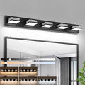 LED Modern Bathroom Vanity Light Fixtures (5-Light, 40-Inch)(5CCT, Dimmable), Matte Black Modern Bathroom Wall Lighting Fixtures Over Mirror (3000K/3500K/4000K/5000K/6000K)