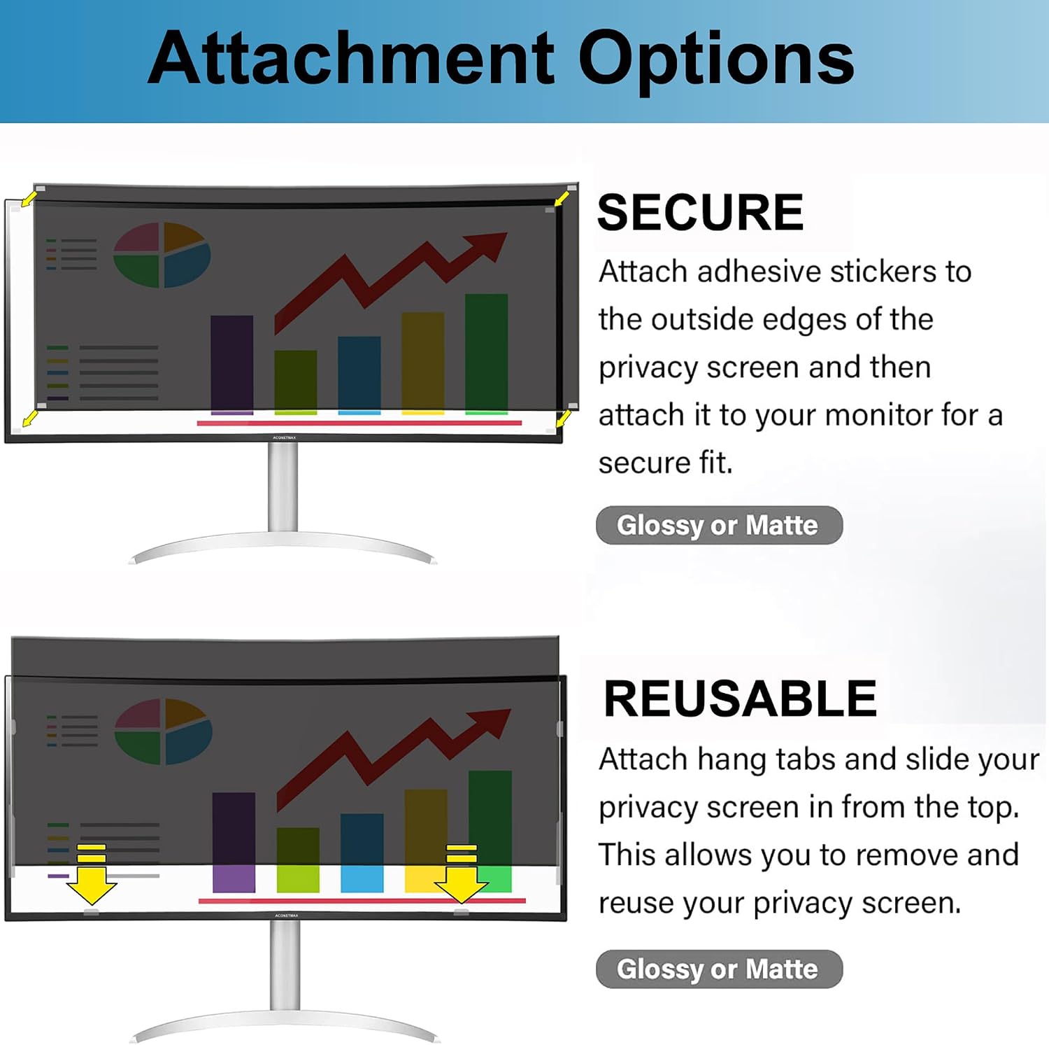 45 Inches Privacy Screen Filter for 21:9 Ultrawide Curved Monitor | Computer Privacy Shield | Anti Glare | Anti Blue Light Protector