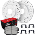 R1 Concepts Front Brake Kit Fits 2011-2019 Ford Fiesta| Optimum Oep Pads, Drilled Slotted Rotors| Hardware| 10.2' Front
