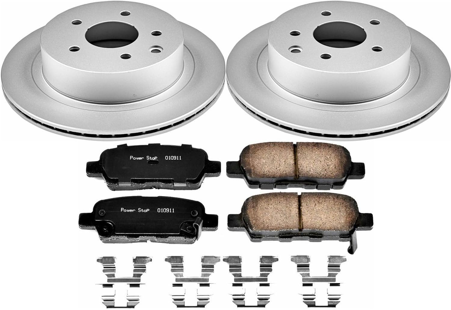PowerStop Rear Brake Kit for Nissan Juke 2014-17 |Rogue 2008-13 |Rogue Select 2014-15 - Fully-Coated Disc Rotors with Z17 Ceramic Brake Pads Replacement, CRK7881