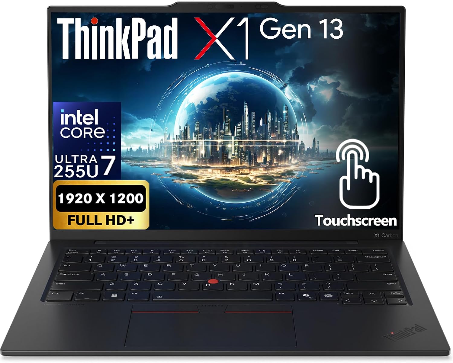 Lenovo ThinkPad X1 Carbon Gen 13 Business AI Laptop, Intel Core Ultra 7 255U Processor, 14' FHD+ Touchscreen, 32GB DDR5 RAM, 1TB SSD PCIe , WiFi 6E + BT, Backlit KB, FHD Webcam, Win 11 Pro - Black