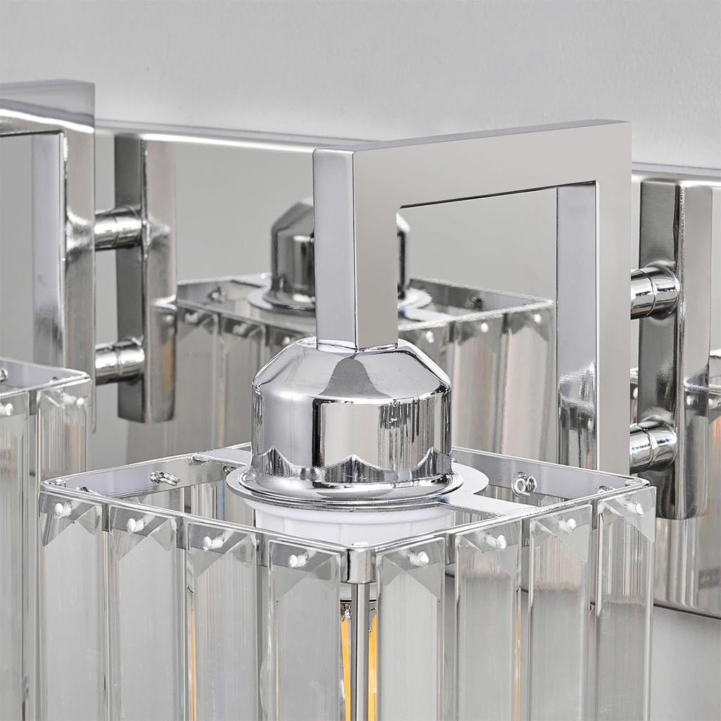 Modern Bathroom Vanity Light 5-Lights Chrome Crystal Wall Lamp Bathroom Modern Crystal Vanity Lighting