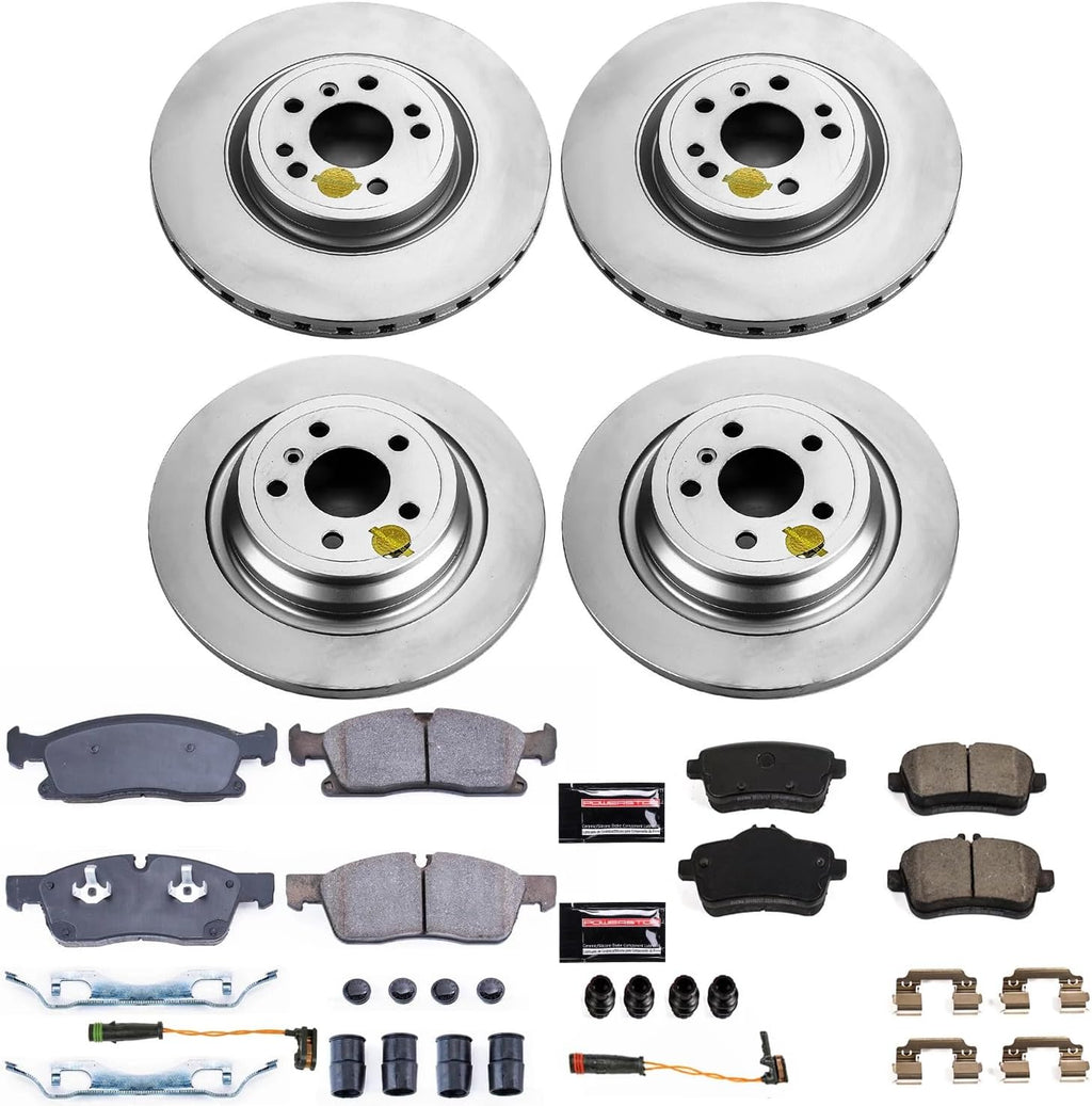 PowerStop Front and Rear Brake Kit for Mercedes-Benz GLE300d 2016-17 |GLE350 2016-17 |ML250 2015 |ML350 2012-15 - Fully-Coated Disc Rotors with Z23 Carbon-Fiber Ceramic Brake Pads Upgrade, CRK7441
