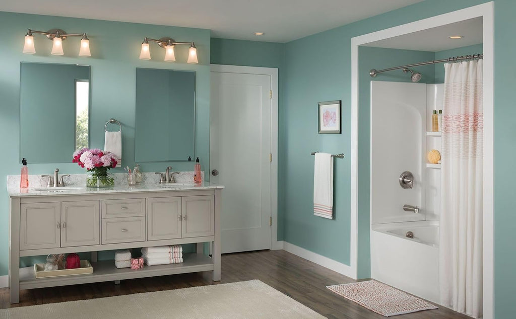 Moen Eva Brushed Nickel 3-Light Dual-Mount Bathroom Vanity Fixture, Bath Lighting with Frosted Glass, YB2863BN