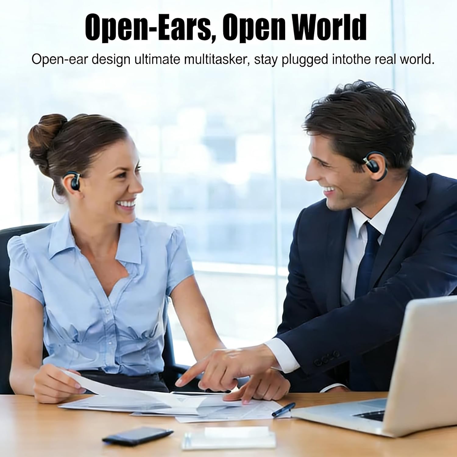Open Ear Headphones Wireless Bluetooth 5.4 Open Ear Earbuds Wireless Headphones Bluetooth Touch Control Air Conduction Stereo Sound with 15.4mm Drivers Open Ear Headphones 80H Playtime Workout wite