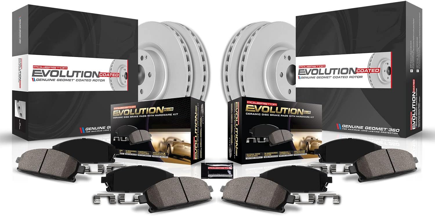 PowerStop Front and Rear Brake Kit for Mazda 3 2019-24 - Fully-Coated Disc Rotors with Z17 Ceramic Brake Pads Replacement, CRK8813
