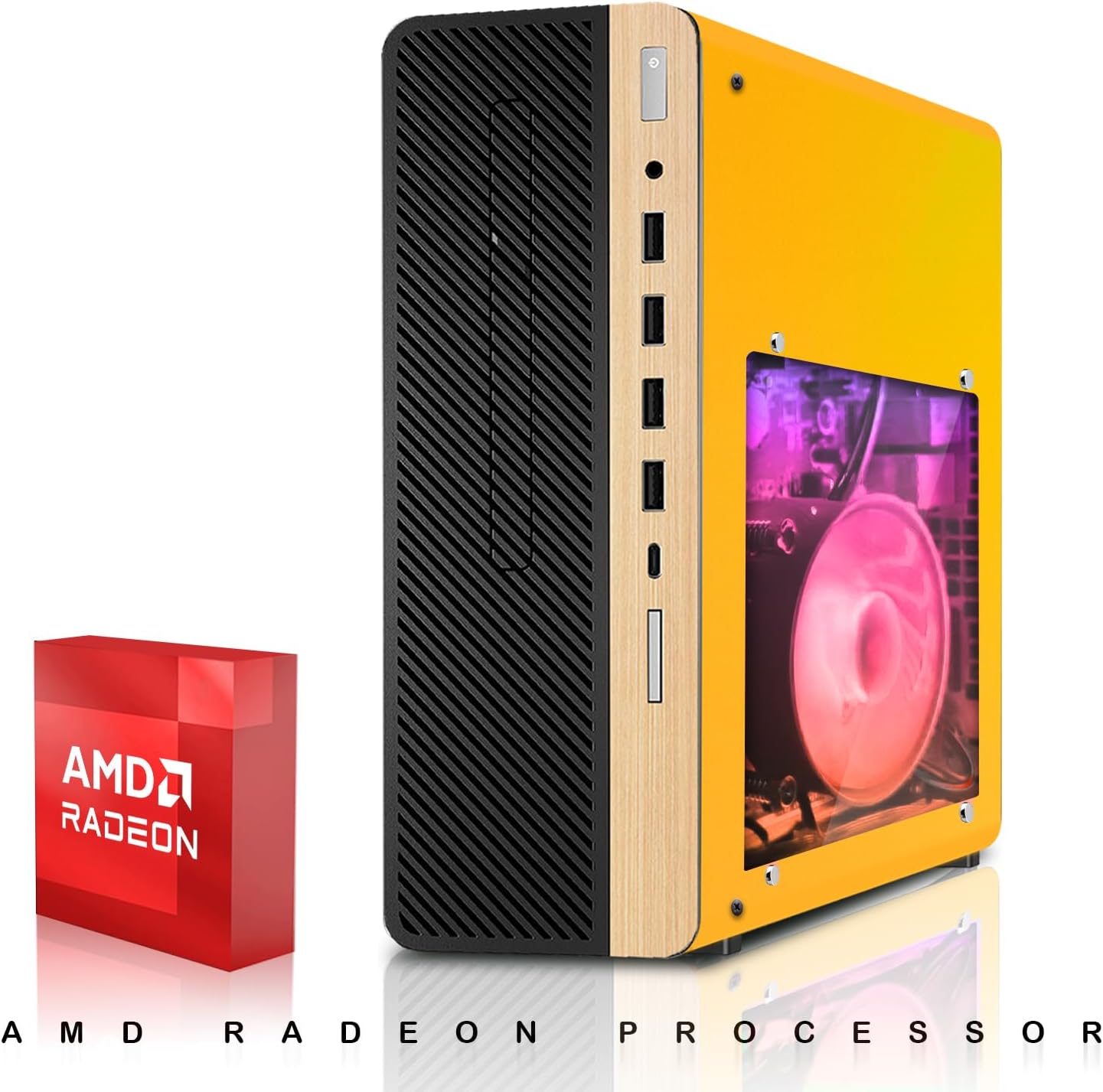 HP Half Light Desktop Computer PC Lambo AMD A10-9700, 16GB RAM, 1TB SSD, Dual 24 Inch Curved Monitor, RGB KBM with AI Copilot, WiFi, RGB Soundbar, Webcam, Windows 11 (Renewed)