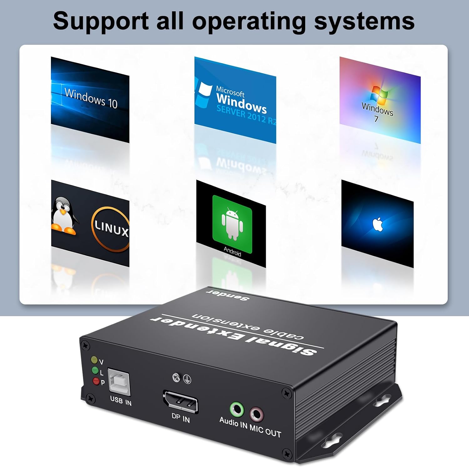 DisplayPort KVM Extender Over Optic Fiber Up to 20KM, EMI Resistant, Uncompressed, 4K@30Hz, with USB2.0, Support IR,Audio,RS232.Mic,EDID