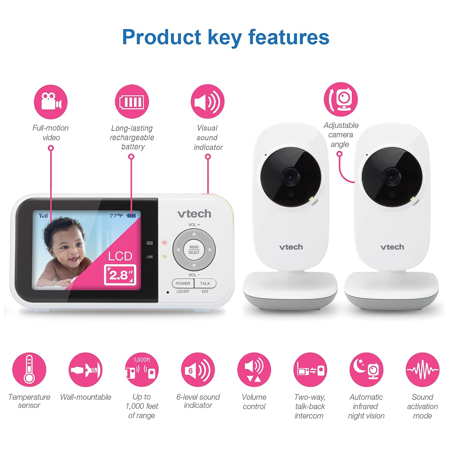 VTech VM819-2 Video Baby Monitor with Infantino Flip Advanced 4-in-1 Carrier
