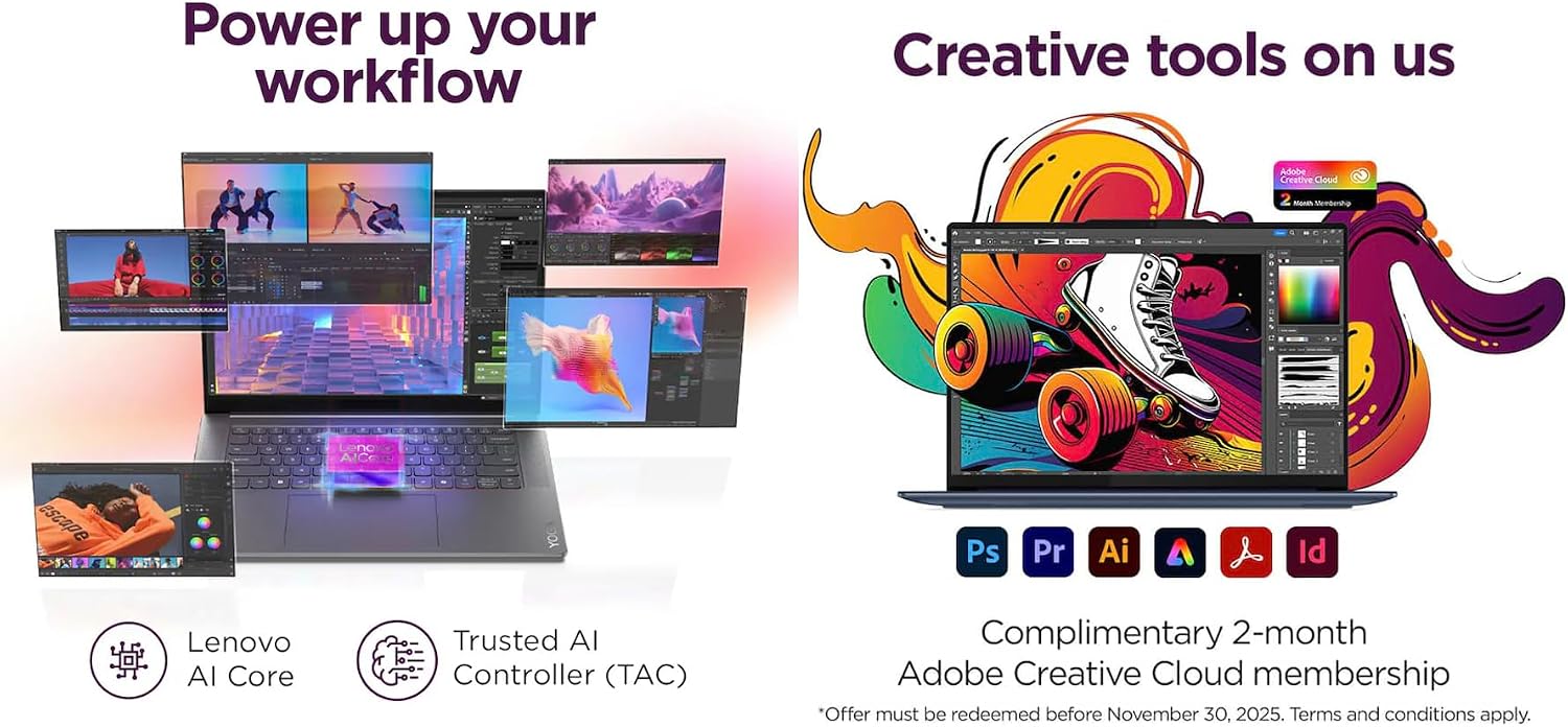 Lenovo Yoga Slim 7i Aura Edition Copilot + Laptop 15.3' Touchscreen IPS 2.8K Display (Intel Ultra 7-258V, 32GB LPDDR5X, 2TB M.2 PCIe SSD, Intel Arc 140V, Win 11 Home) w/DKZ USB Port Expander