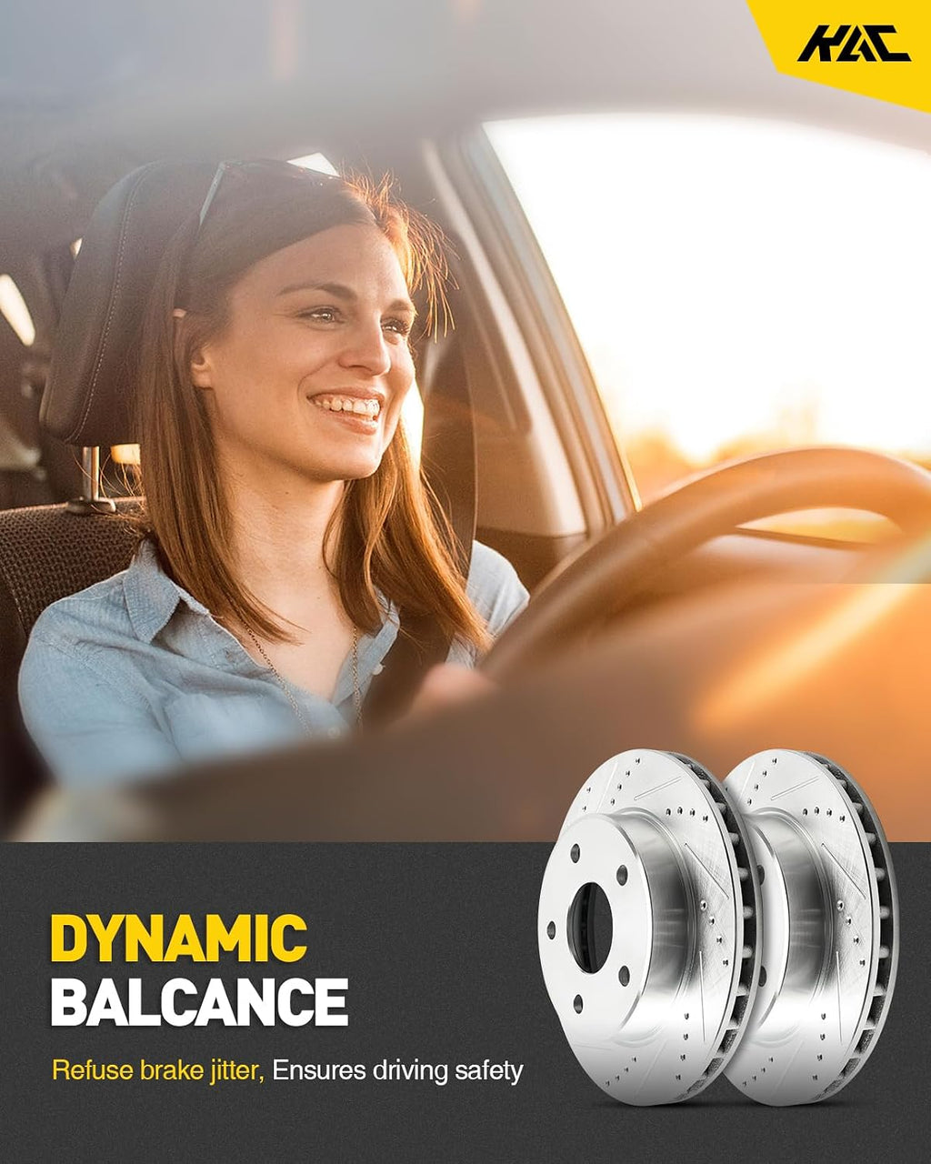 KAC Front Brake Kit, Drilled and Slotted Brake Rotors, Ceramic Brake Pads Replacement for 1500 2011-2018, Ram 1500 2006-2010, Durango 2007-2009, Aspen 2007-2009, 245 1982, OEM# 53005+D1084