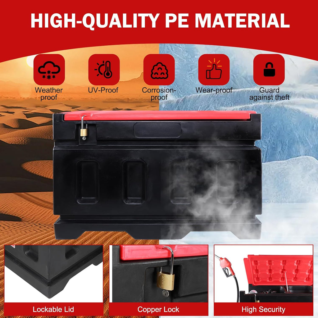 48 Gallon Fuel Transfer Tank with 12GPM Fuel Transfer Pump, Gasoline Diesel Fuel Tank Gas Container for Cars, ATVs, Boats, Lawn Mowers, Red