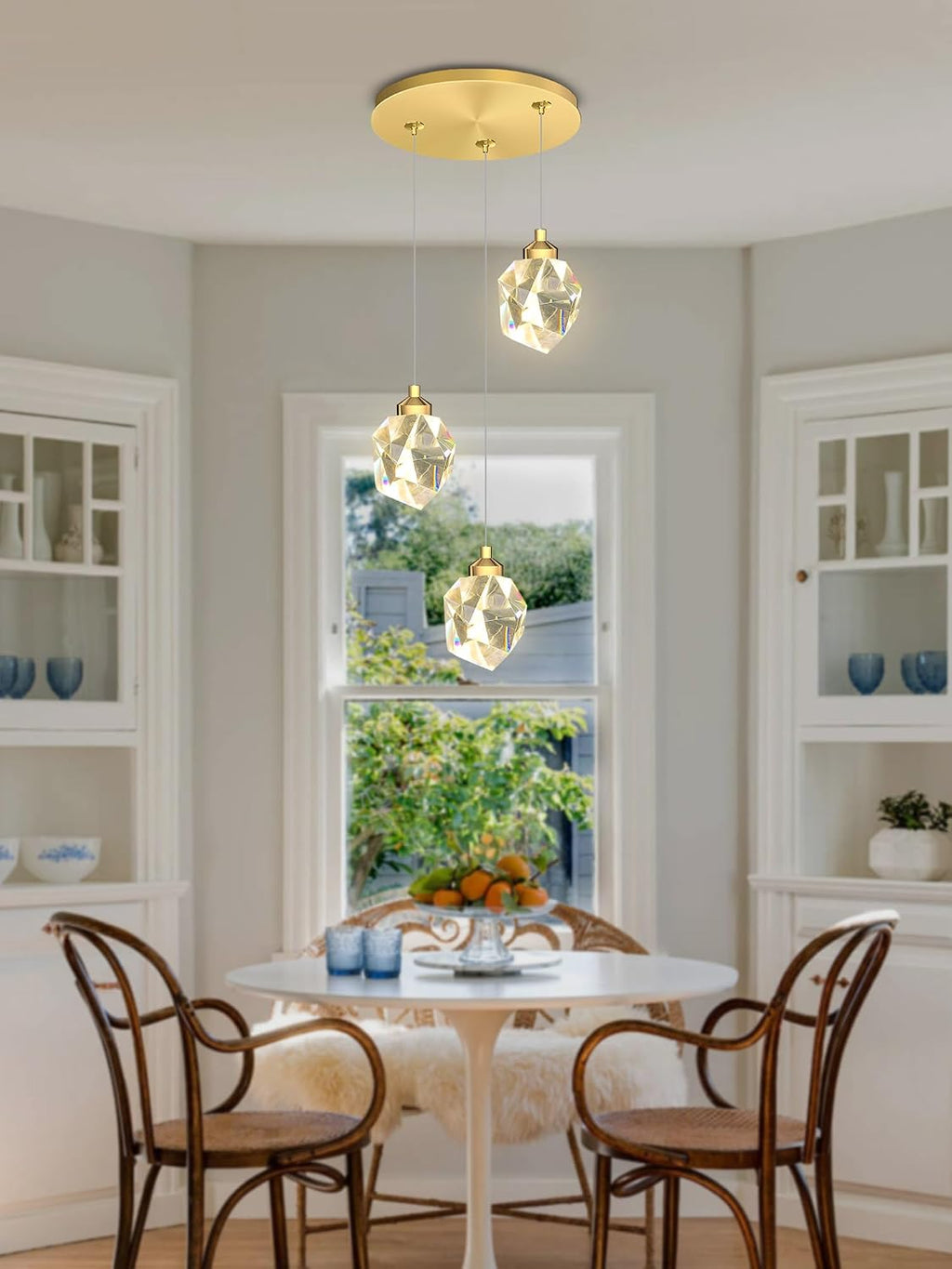 Gold Pendant Light Dimmable LED 3-Light Modern Pendant Light Kitchen Island Dining Room Bar