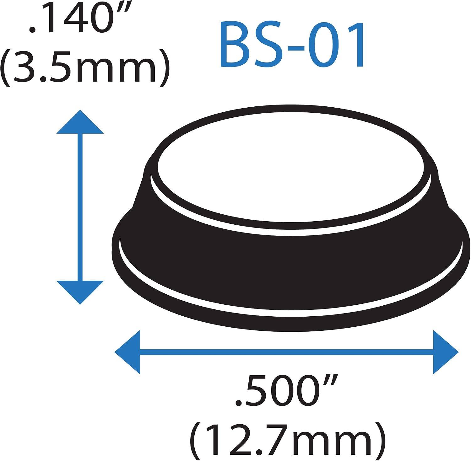 Bumper Specialties Self Adhesive Bumper Feet 0.500' x 0.140' (12.7mm x 3.5mm) Brown Cylindrical Polyurethane Pads for Surface Protection, 5,000 Pieces per Box, BS01