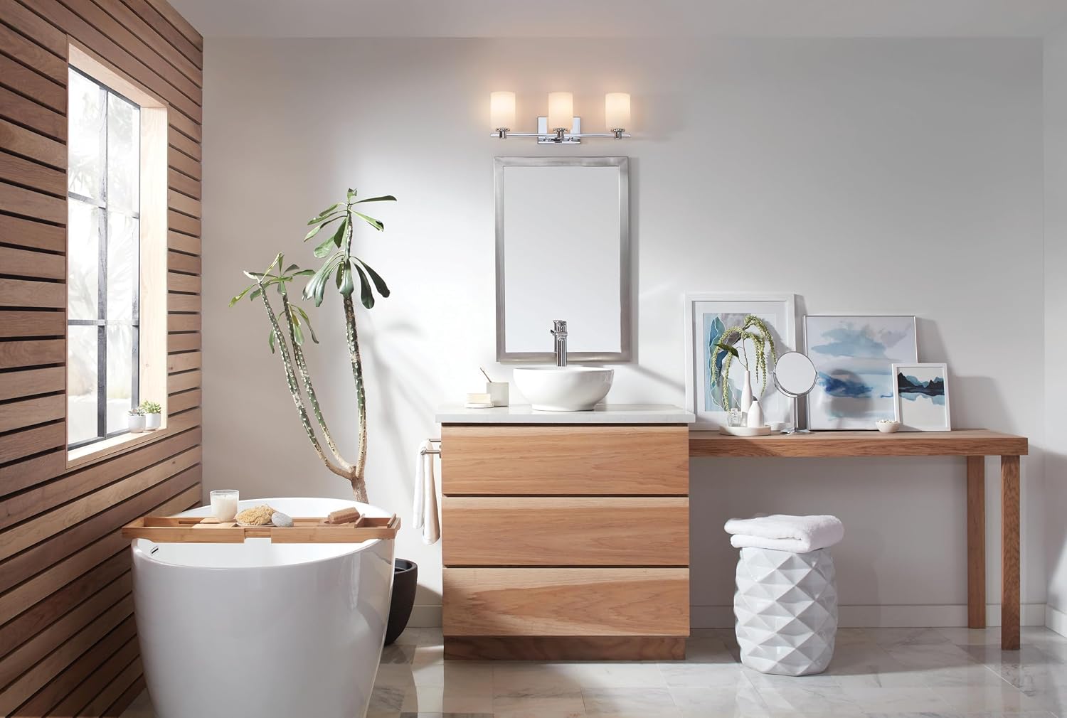 Hinkley Karlie Transitional Three Light Bathroom Vanity Fixture, Chrome