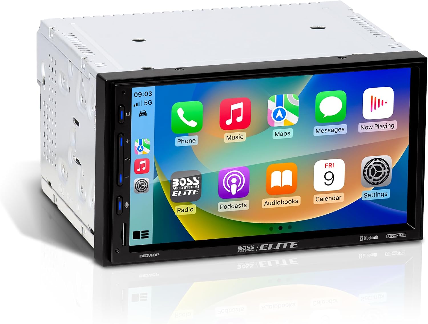 BOSS Audio Systems Elite BE7ACP Car Stereo - 7' Display, Apple CarPlay & Android Auto Head Unit, Double DIN Touch Screen Car Stereo, Bluetooth, AM/FM Radio Receiver, USB, SD, No CD/DVD Player
