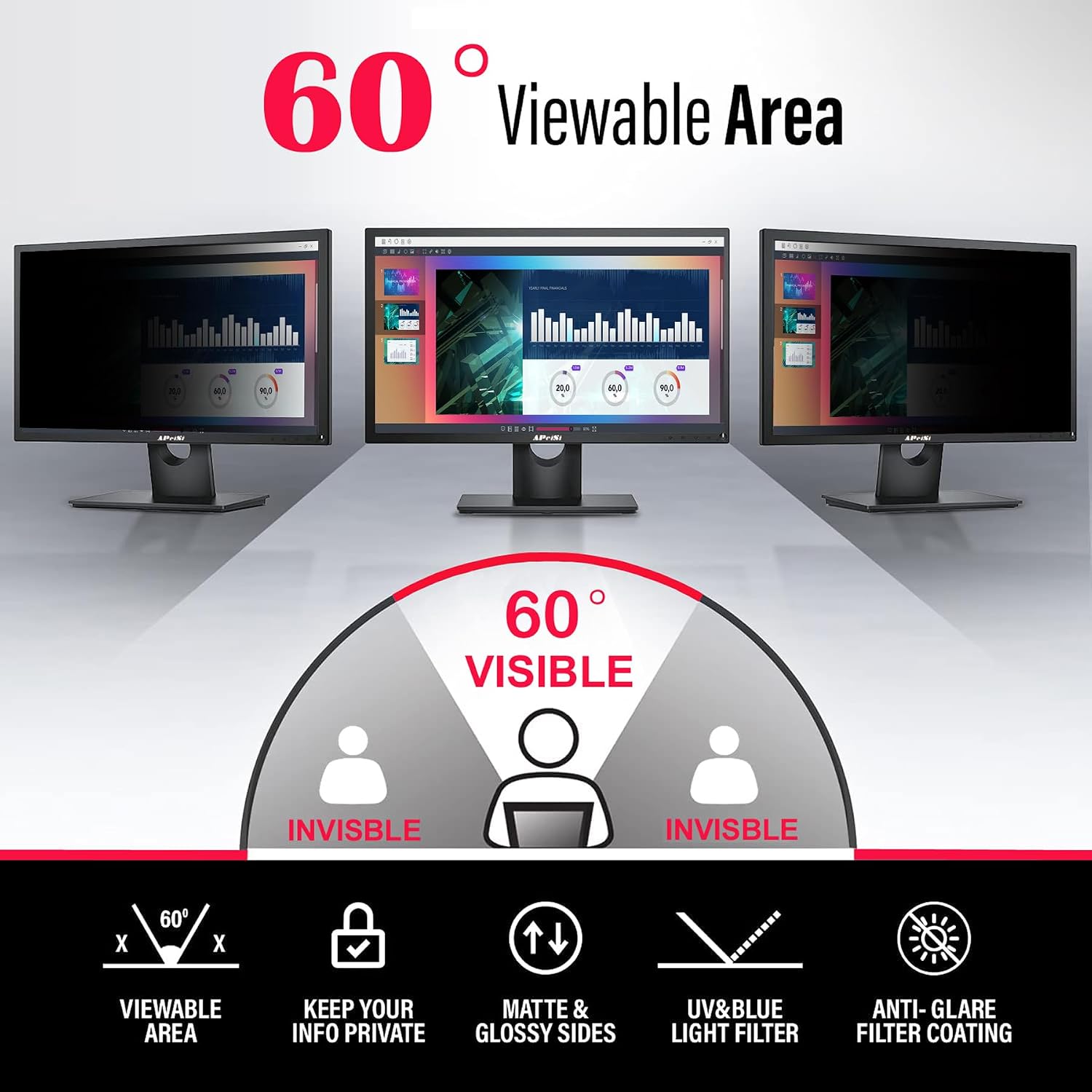 38 Inch Privacy Screen Filter for 21:9 Ultrawide Curved Monitor | Privacy Shield | Anti-Glare | Anti-Blue light Protector | Anti Spy | Computer Security Private Filter