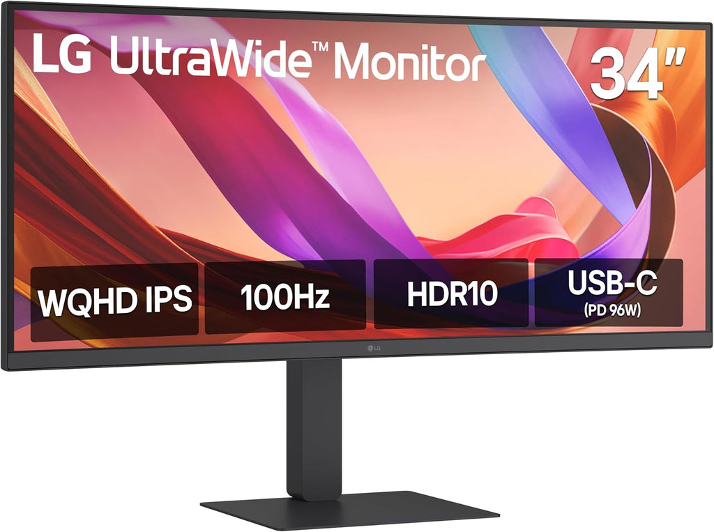 LG 34U650A-B 34-inch UltraWide WQHD (3440 x 1440) IPS Curved Wide Computer Monitor, 100Hz, HDR10, Built-in Speaker, HDMI, DisplayPort, USB Type-C PD 96W, Tilt/Height/Swivel Adjustable Stand, Black