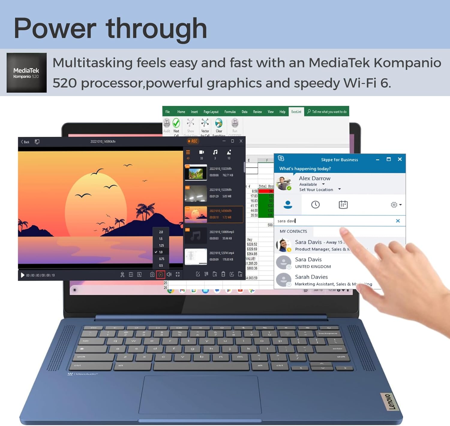 Lenovo Slim 3 Chromebook Laptop for Business Student, 14'' FHD Touchscreen, 8-Core MediaTek Kompanio 520 Processor, 4GB RAM, 64GB eMMC, 128GB Micro SD Card, Wi-Fi6, Bluetooth, Chrome OS