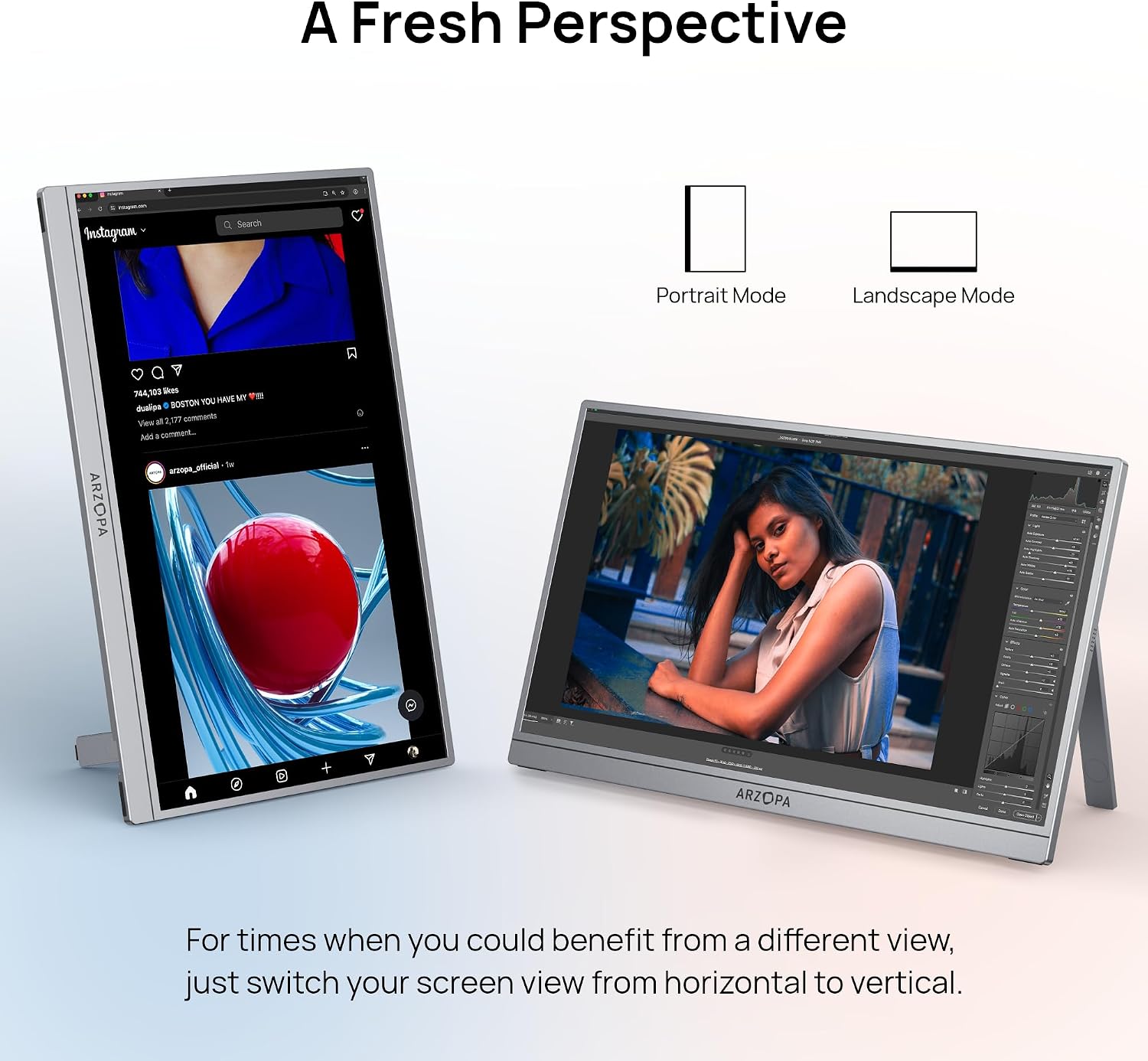 ARZOPA Portable Monitor & Sleeve, 17.3' 103% sRGB FHD Laptop Monitor & PU Sleeve Bag Combination
