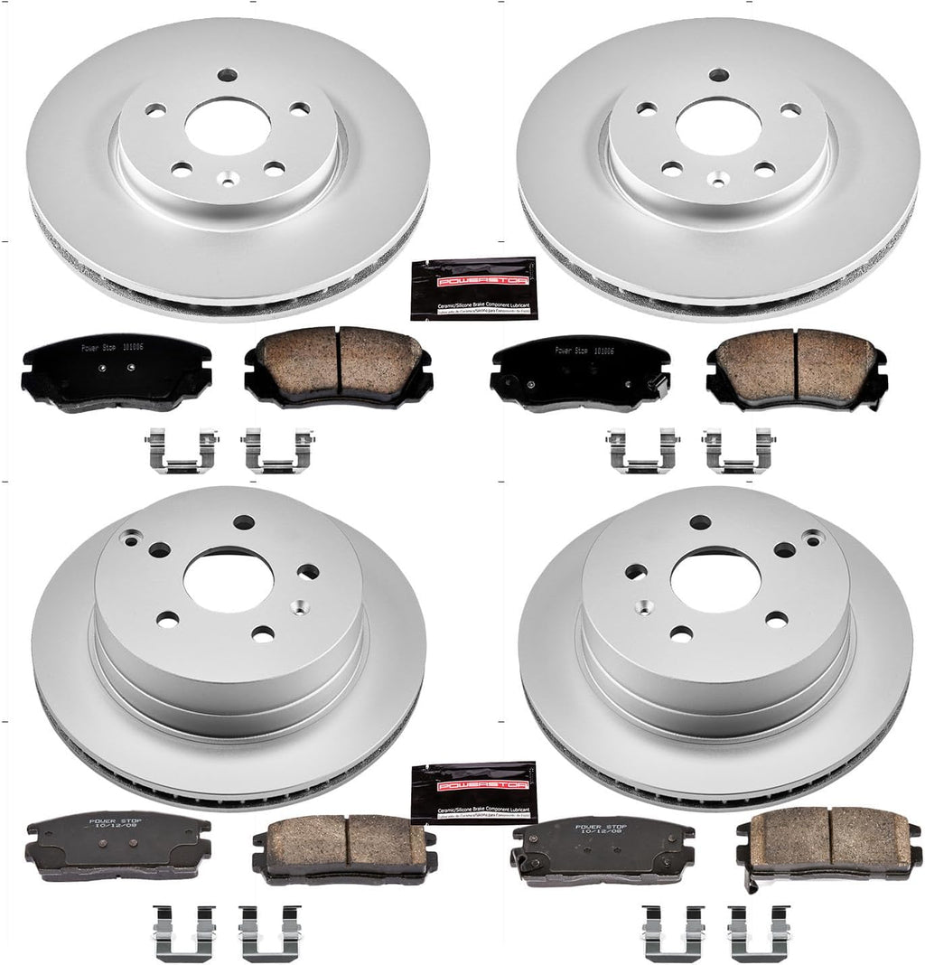 PowerStop Front and Rear Brake Kit for Chevrolet Equinox 2010-17 | GMC Terrain 2010-17 - Fully-Coated Disc Rotors with Z17 Ceramic Brake Pads Replacement, CRK5516