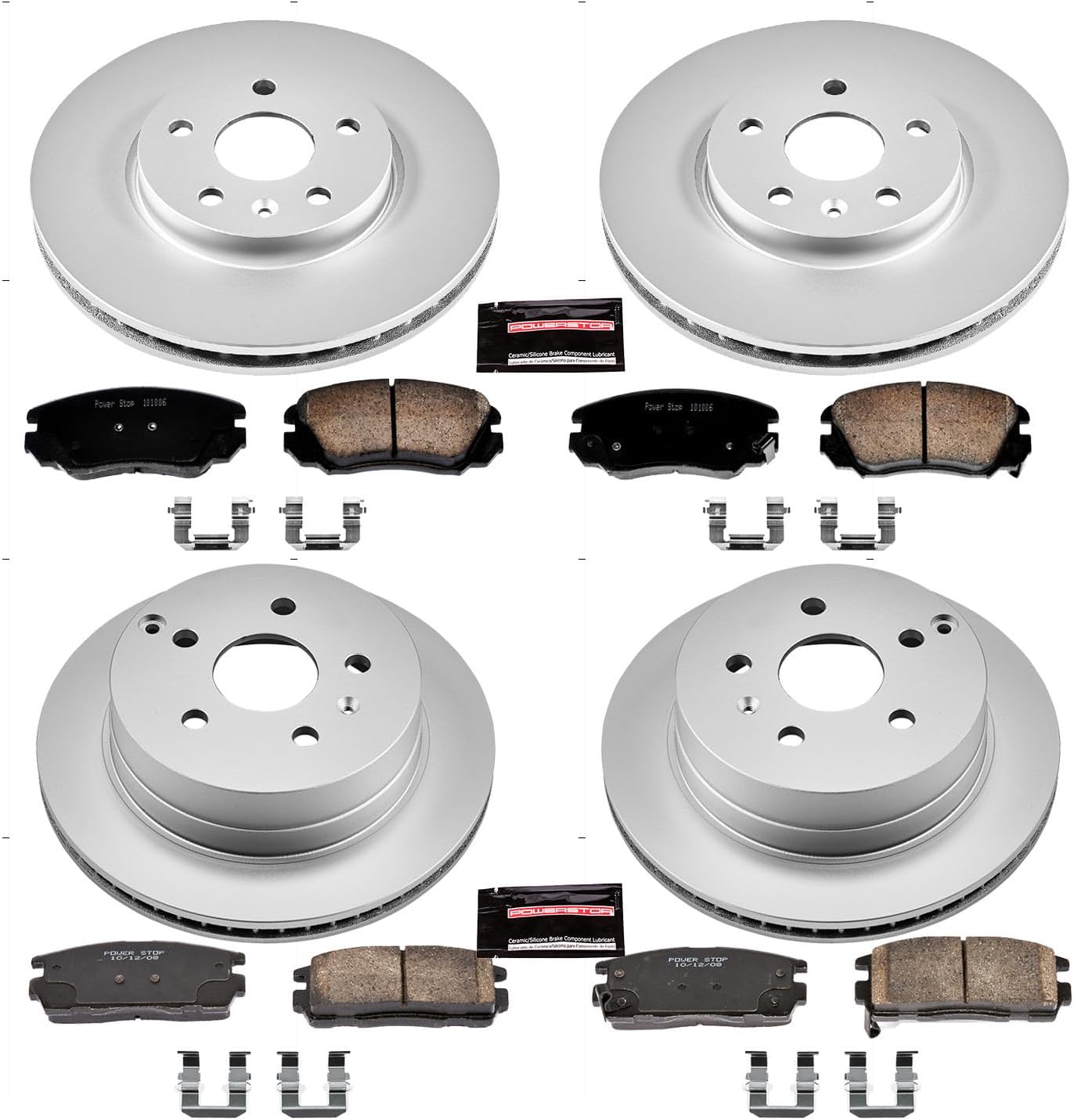 PowerStop Front and Rear Brake Kit for Chevrolet Equinox 2010-17 | GMC Terrain 2010-17 - Fully-Coated Disc Rotors with Z17 Ceramic Brake Pads Replacement, CRK5516