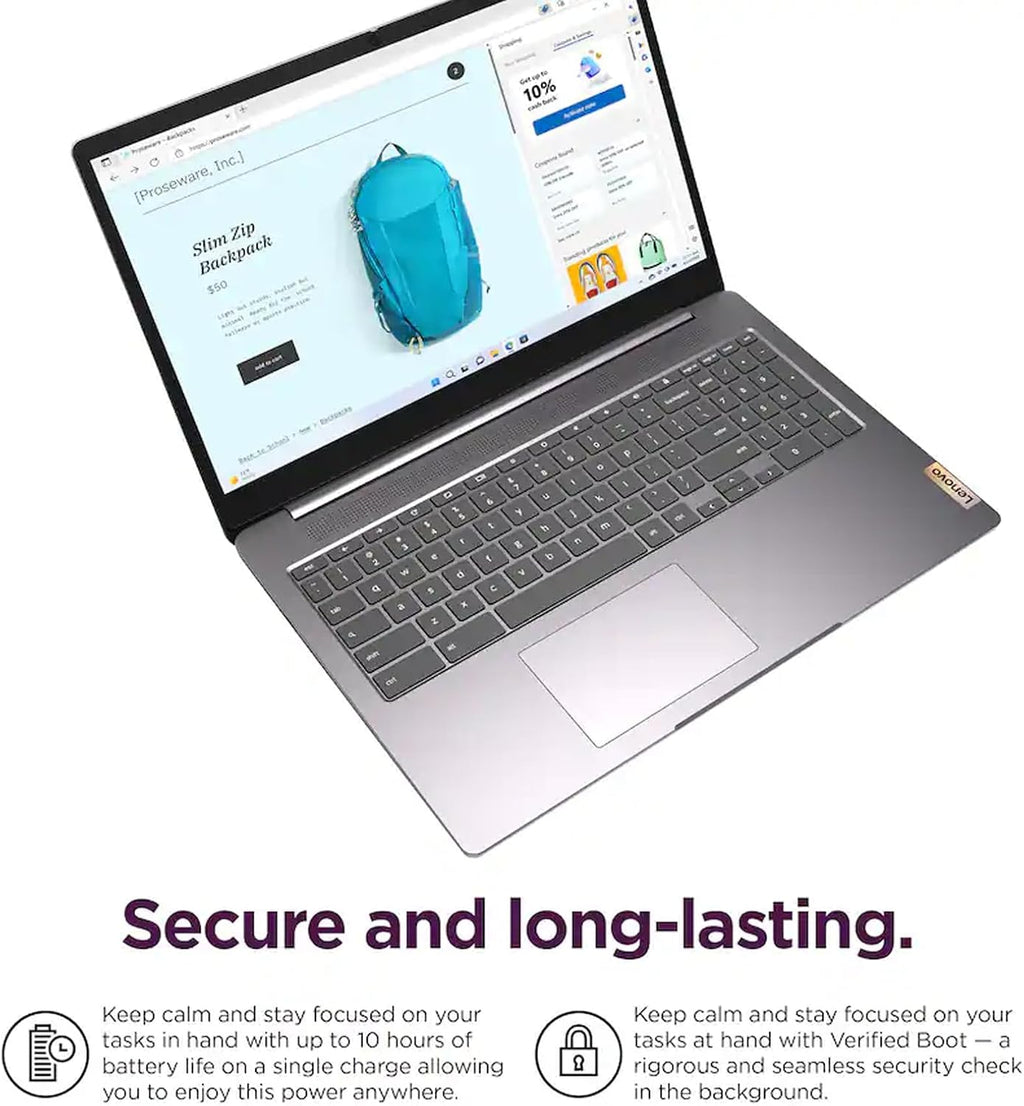 Lenovo IdeaPad 3i Chromebook Laptop, 15.6'' FHD (1920 x 1080) Touchscreen Display, 4-Core Intel Pentium Silver N6000, 8GB LPDDR4x RAM, 128GB eMMC, Wi-Fi 6, Chrome OS, Arctic Grey, EAT Wireless Earbuds
