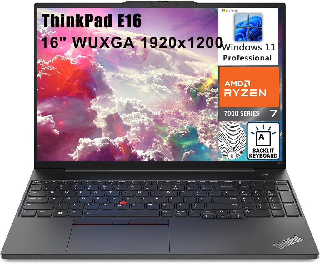 Lenovo ThinkPad E16 16' FHD+ Business Laptop Computer, AMD Octa-Core Ryzen 7 7730U (Beat i7-1355U), 40GB DDR4 RAM, 1TB PCIe SSD, WiFi6, Backlit Keyboard, Fingerprint Reader, Windows 11 Pro Vent-HEA